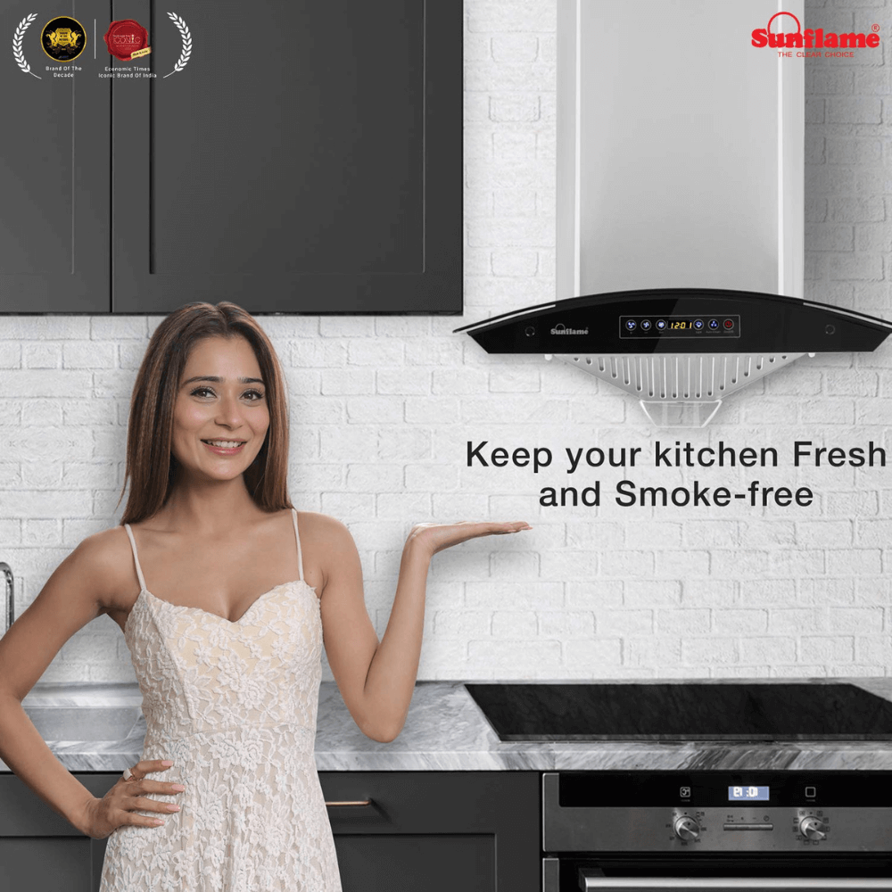 Sunflame 60 cm 1100 m3/hr Auto Clean Chimney (Regal, Baffle Filter, Touch Control, Steel & Black) - Image 5