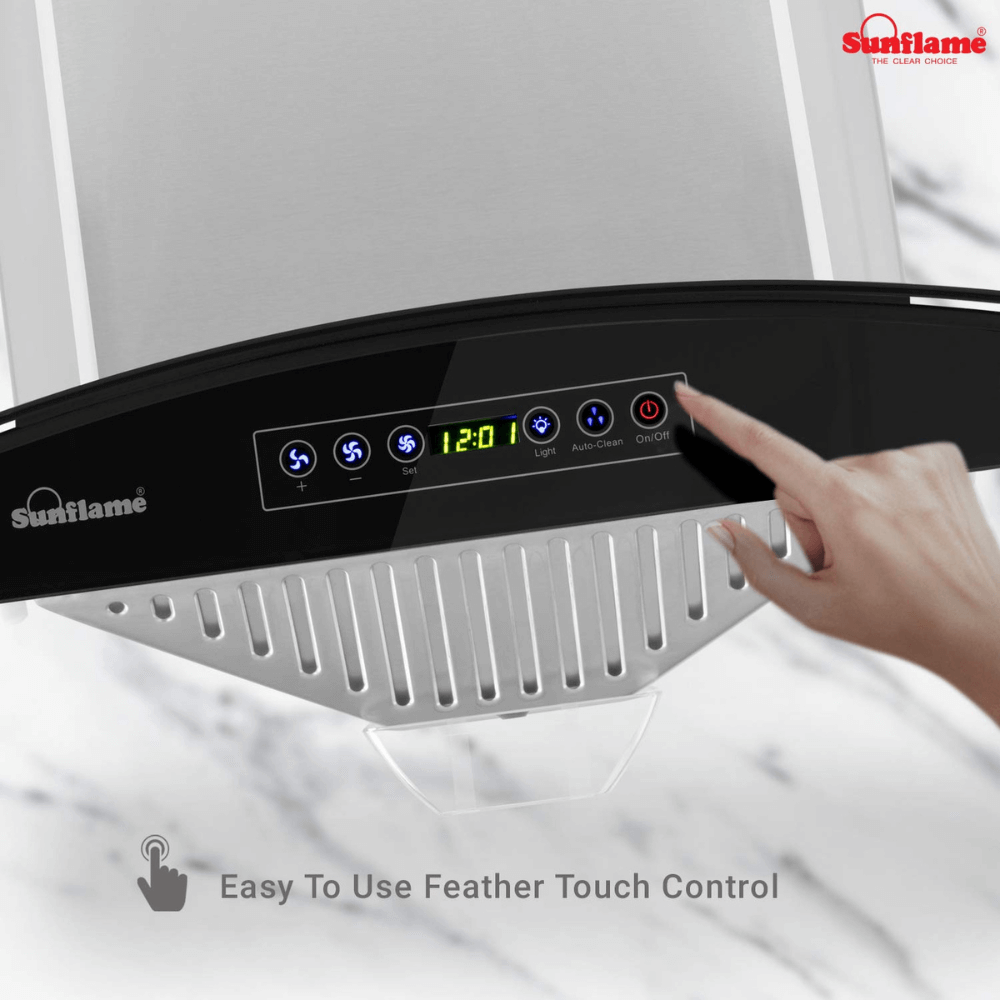 Sunflame 60 cm 1100 m3/hr Auto Clean Chimney (Regal, Baffle Filter, Touch Control, Steel & Black) - Image 7