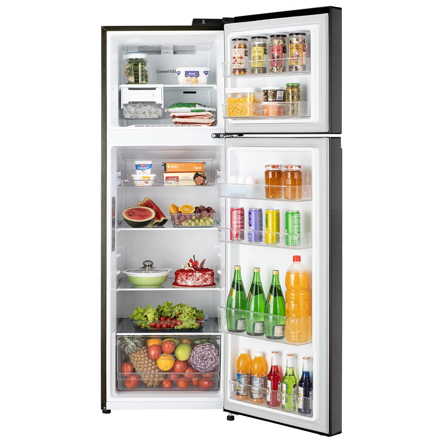 LG 246 L 3 Star Smart Inverter Wi-Fi Frost-Free Double Door Refrigerator (GL-T262TESX, Ebony Sheen, Door Cooling+ & Convertible, Gross Volume -263L) - Image 10