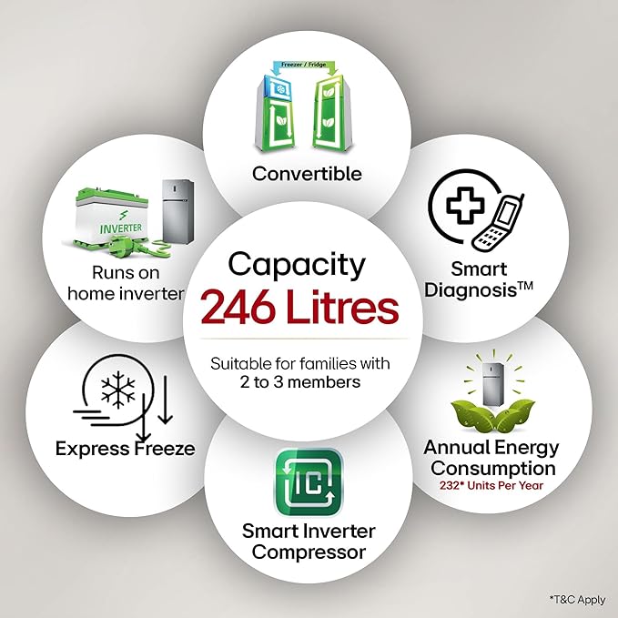 Click to open expanded view LG 246 L 3 Star Smart Inverter Frost-Free Double Door Refrigerator (, GL-S262SESX, Ebony Sheen, Convertible) - Image 6