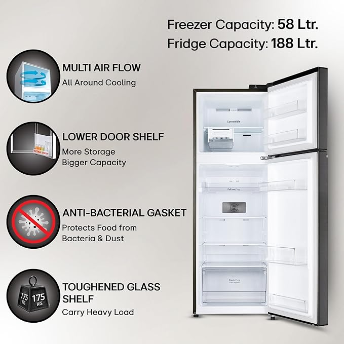 Click to open expanded view LG 246 L 3 Star Smart Inverter Frost-Free Double Door Refrigerator (, GL-S262SESX, Ebony Sheen, Convertible) - Image 5